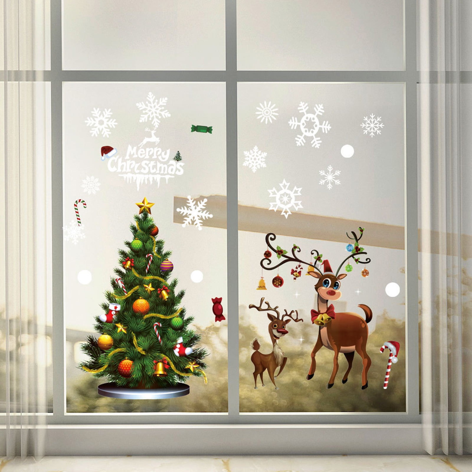Removable Christmas Snowflake Glass Windows Stickers Plane Wall Home Decorations