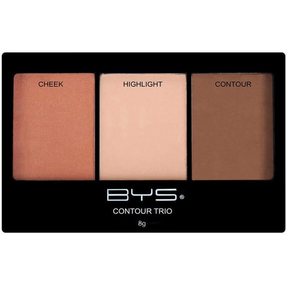 BYS Contour Trio - Lift, Contour, and Highlight Palette, 3-Color Shade Compact Makeup Set, Beauty Contouring Kit - Sassy