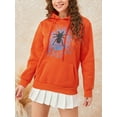 thumbnail image 4 of Women Halloween Hoodie, Long Sleeve Hooded Cobweb Spider Print Pullover Fall Tops with Pocket, 4 of 9