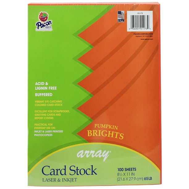 Pacon Array® Card Stock, 65 lb., Pumpkin, 100 Sheets Per Pack, 2 Packs ...