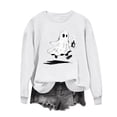 thumbnail image 3 of Womens Halloween Crewneck Sweatshirt Long Sleeve Loose Ghost Shirts Fashion Trendy Pullover Fall Clothes Black, S, 3 of 6
