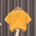 thumbnail image 2 of ZyeKqe Toddler Baby Boys Girls T Shirt Short Sleeve Shirts Lapel Collared Tees Solid Color Top Spring Summer Clothes, 2 of 3