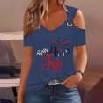 thumbnail image 3 of Tops de Hombro Frío para las Mujeres Día de la Independencia Impreso Fuera Del Hombro Blusa con Cuello en V, Fuera Del Hombro de las Mujeres, 3 of 4