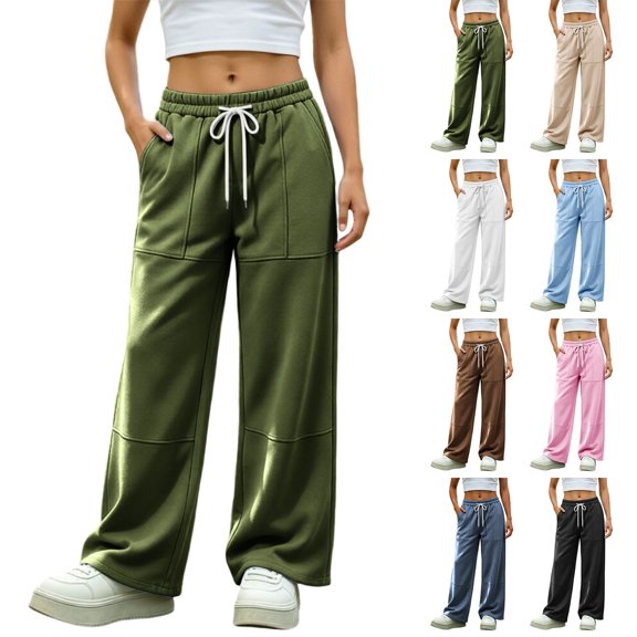 Smsaxvxz Sweatpants for Women Fall Winter Fashion Plus Size Sport Pants Casual Running Travel Climbing Trousers With Pockets Army Green 2XL