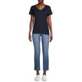 thumbnail image 3 of Time and Tru Women's Short Sleeve V-Neck Tee, 2-Pack, 3 of 5
