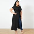 thumbnail image 4 of Women's Large Size Short Sleeve Side Split Tops Blouse Solid Color Swallowtail Tops FZH, 4 of 8