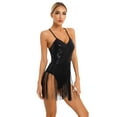 thumbnail image 2 of Zaldita Women's Fringe Tassel Dress Sequins Leotard Latin Samba Salsa Ballroom Dance Dress Black L, 2 of 7