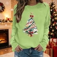 thumbnail image 2 of Wooowa Christmas Tree with Bow Print Long Sleeve Sweatshirt Top Round Neck Casual Soft Breathable for Holiday Home Party Daily Wear, 2 of 7
