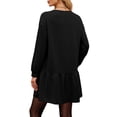 thumbnail image 5 of UVN Fall Dresses for Women Winter Long Sleeve Crewneck Oversized Casual Pullover Patchwork Sweatshirt Dress, 5 of 9