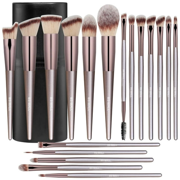 Makeup Brush Set 18 Pcs Premium Synthetic Foundation Powder Concealers Eye shadows Blush Makeup Brushes Champagne Gold Cosmetic Brushes with Black Case