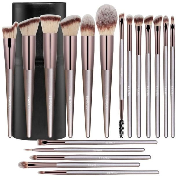 Makeup Brush Set 18 Pcs Premium Synthetic Foundation Powder Concealers Eye  shadows Blush Makeup Brushes Champagne Gold Cosmetic Brushes with Black 
