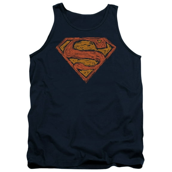 Superman Messy S Adult Tank Top Navy