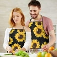 thumbnail image 5 of Black Sunflower Pattern Apron-Garden Aprons for Women with Pockets-Cotton Linen Waterproof Kitchen Cooking Gardening Aprons Adjustable for Kitchen,Cooking,BBQ and Salon 33x27 Inch, 5 of 7