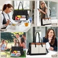 thumbnail image 5 of RAINSMORE Lunch Tote Bag for Women 15.6 inch Laptop Bag with Insulated Lunch Compartment PU Leather Quilted Computer Teacher Tote for Work,Black/Brown/White, 5 of 8