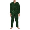 thumbnail image 3 of Kdxio Emerald Green Sparkling Men’s Pajama Set Pajamas For Men 2 Piece PJ Set with Men Pajama Pants and Long Sleeve T-Shirt Lounge Set-Large, 3 of 7