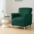 thumbnail image 5 of Eurhowing 1-Piece Stretch Armchair Slipcover, Velvet Anti-Slip Chair Covers with Arms, Soft Accent Chair Cover for Living Room, Office, Banquet, Dark Green, 5 of 8