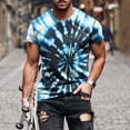 thumbnail image 3 of Rvwovn Men's Colorful Tie-Dye Crewneck T-Shirt, Loose Fit Outdoor Daily Tee with Multi Colors, 3 of 5