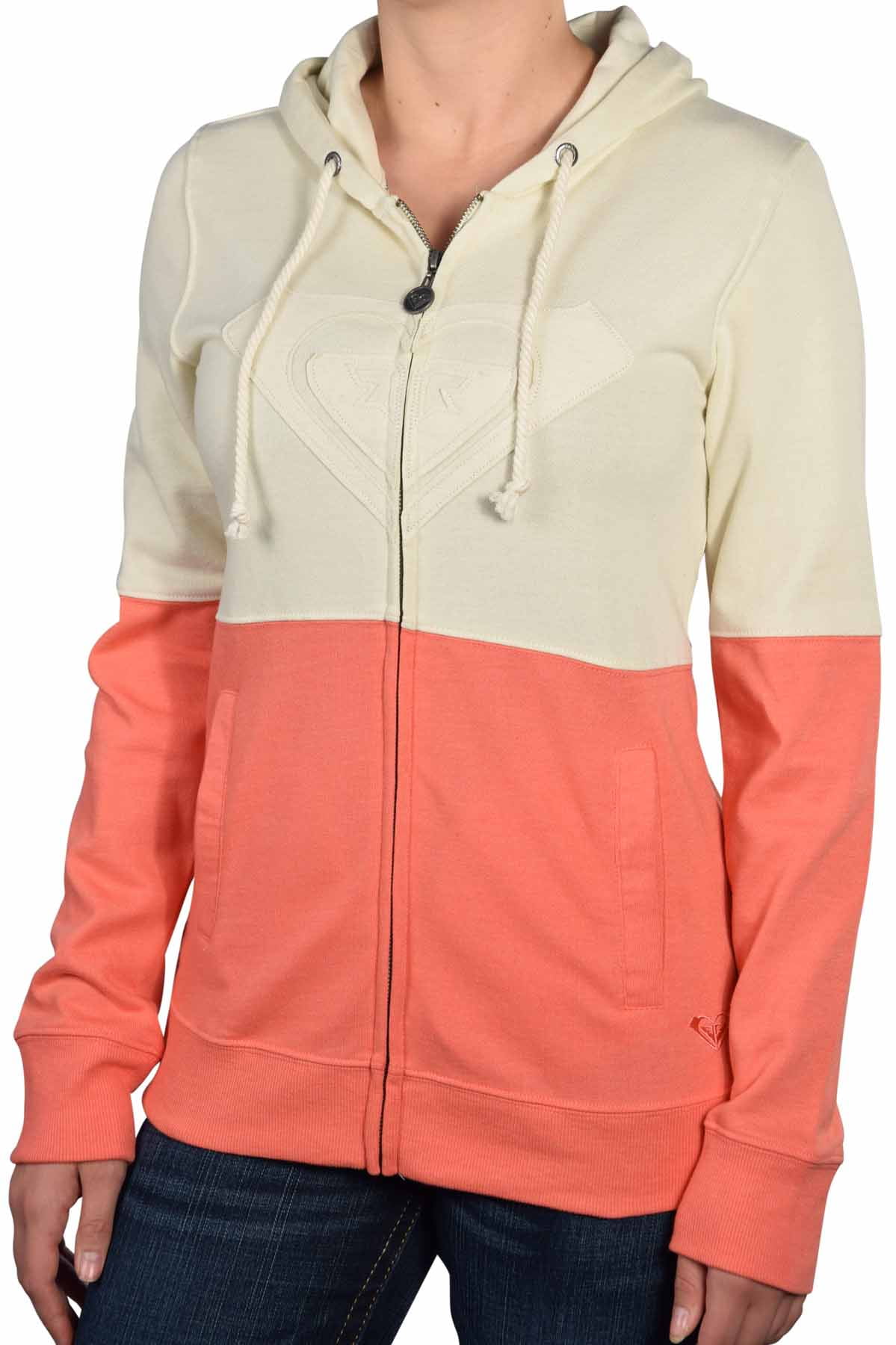 Roxy Roxy Juniors Four Square Heart Zip Up HoodiePink/Cream