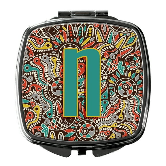 Letter N Retro Tribal Alphabet Initial Compact Mirror