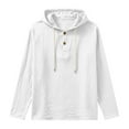 thumbnail image 6 of Stamzod Men's Fashion Summer Hoodies Solid Color Cotton and Linen Hooded Sweatshirt Casual Long Sleeve Pullover Hoodie Men Plus Size Beach Vacation Clothes White-2 XXL, 6 of 7