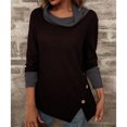 thumbnail image 2 of Jersey de mujer con cuello alto y manga larga, sudadera cómoda para invierno, otoño, oficina, rojo vino oscuro M, 2 of 6