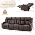thumbnail image 3 of YODOLLA Reclining Sofa with 2 Console&Bluetooth Speakers, Manual RV Recliner Couch with USB Ports&4 Cup Holders, 2 Side Pockets Recliners on Clearance Home Theater Seating, Fuax Leather, Brown, 3 of 6