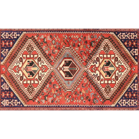 Ahgly Company Indoor Rectangle Traditional Tangerine Pink Persian Area Rugs, 5' x 7'