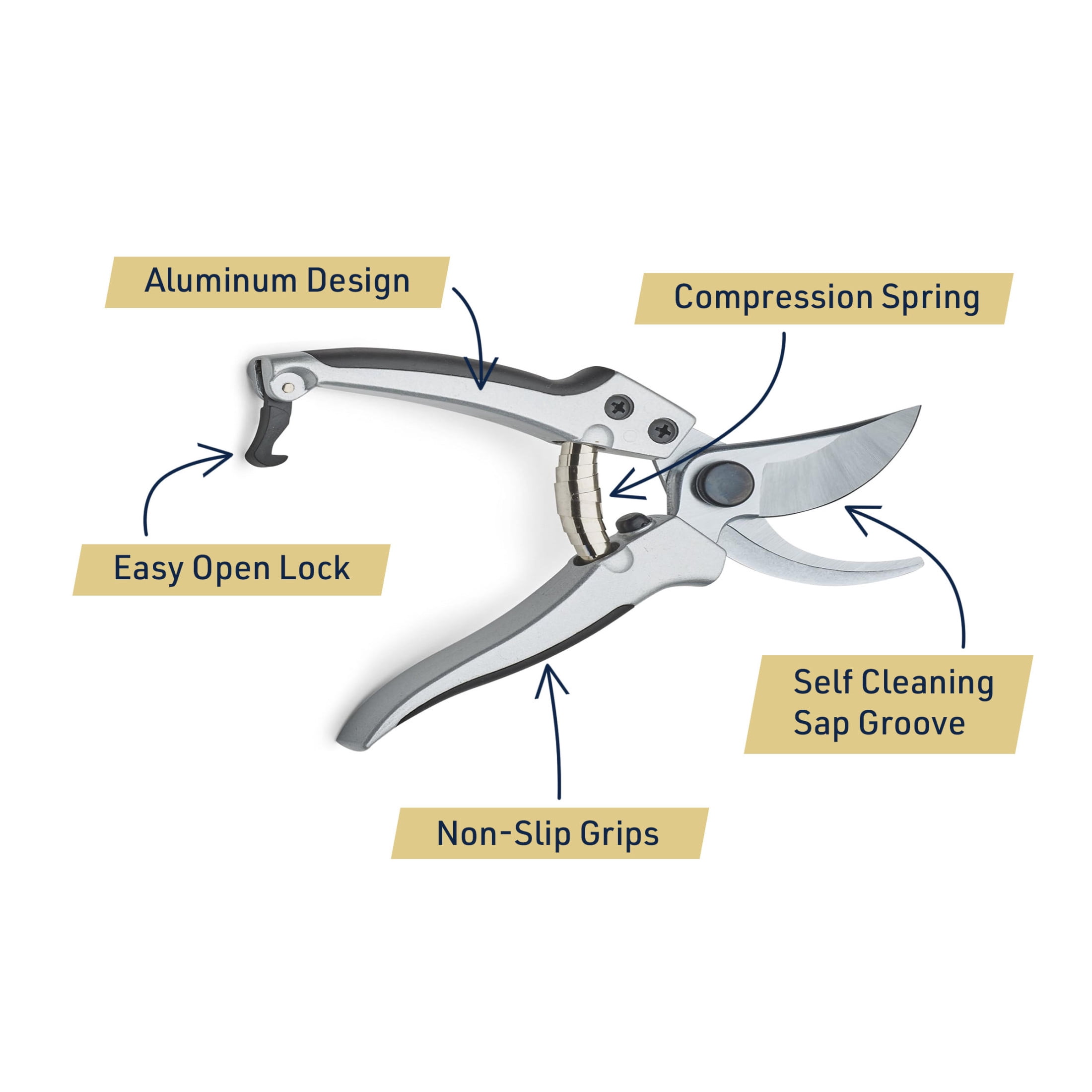 Kings County Tools 8” Bypass Pruning Shears – Garden Hand Clippers with Sharp Blades & Grip Handles
