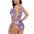 thumbnail image 4 of Cauagu Owl And Flowers Print Women's Sexy One Piece Swimsuits One Shoulder Ruffle Tummy Control Bathing Suit Slimming Swimwear-X-Large, 4 of 6