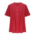 thumbnail image 6 of Baysbule Women's V-Neck Short Sleeve Casual Blouse Lightweight Cotton Linen Summer Button Shirt, 6 of 8