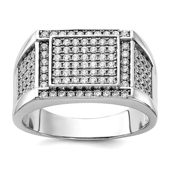 925 Sterling Silver Rhodium Plated Cubic Zirconia Signet Ring Size 11 Ring for Women - 5.7 Grams