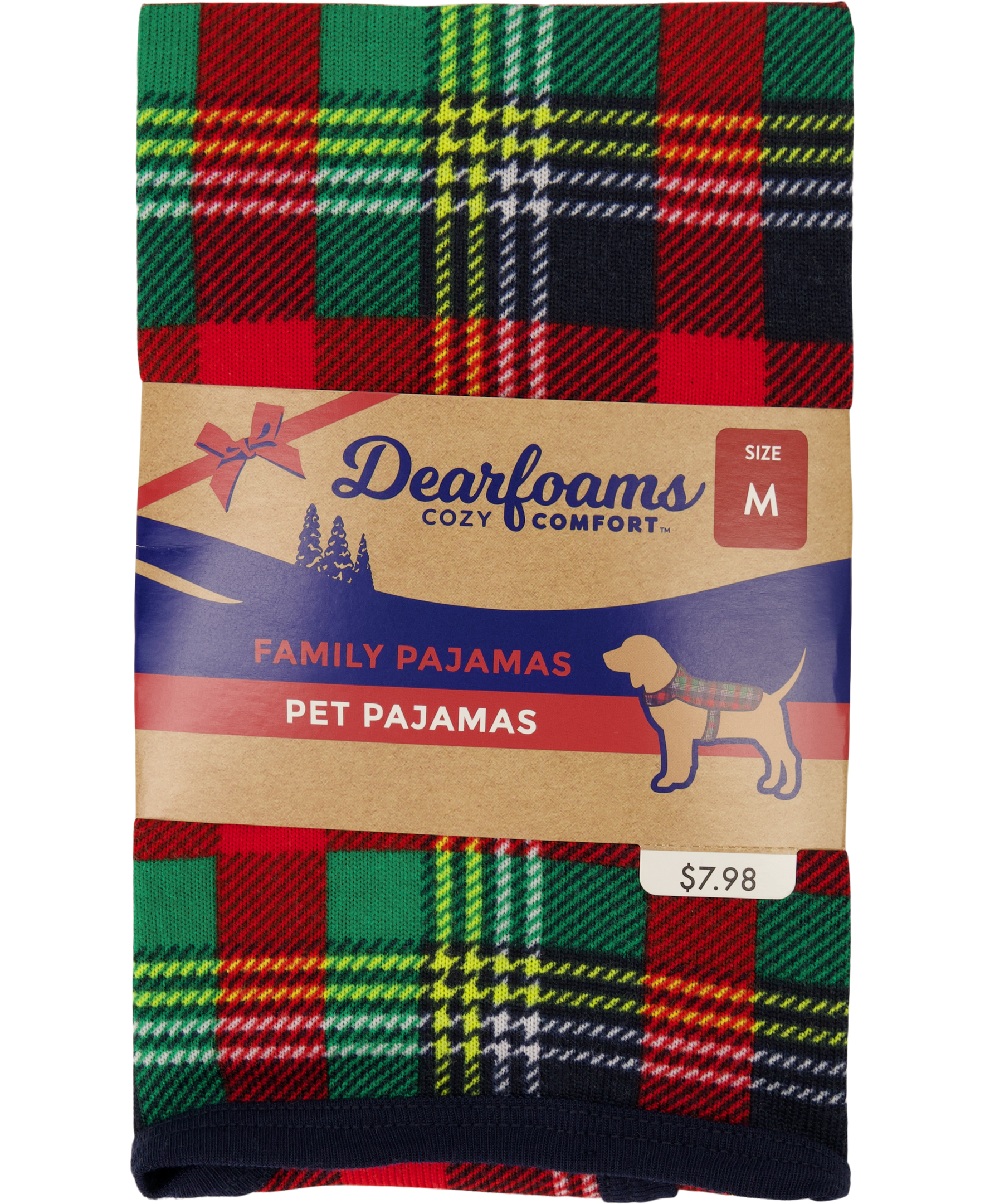 Dearfoams Pet Plaid Bear Matching Family Pajamas Coat, 1-Piece, Sizes XS-XL