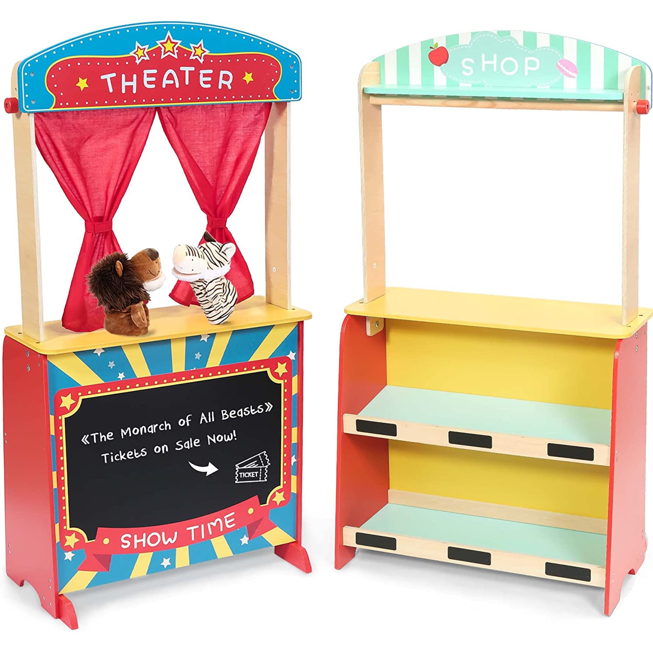 labebe-wooden-puppet-theater-for-kids-2-hand-puppet-double-sided-juice