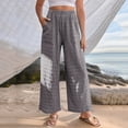 thumbnail image 2 of Sngxgn High Waist Cargo Pants Women Women Solid Trousers Casual Baggy Elastic Waist Wide Leg Pants With Pockets(Grey,S), 2 of 6