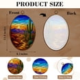 thumbnail image 3 of Canvas Wall Art Stunning Stained Glass Western Landscape Cactus Oval Framed Canvas Prints Vintage Wall Hanging Decor for Home Decorations 8.6"x11.4", 3 of 7