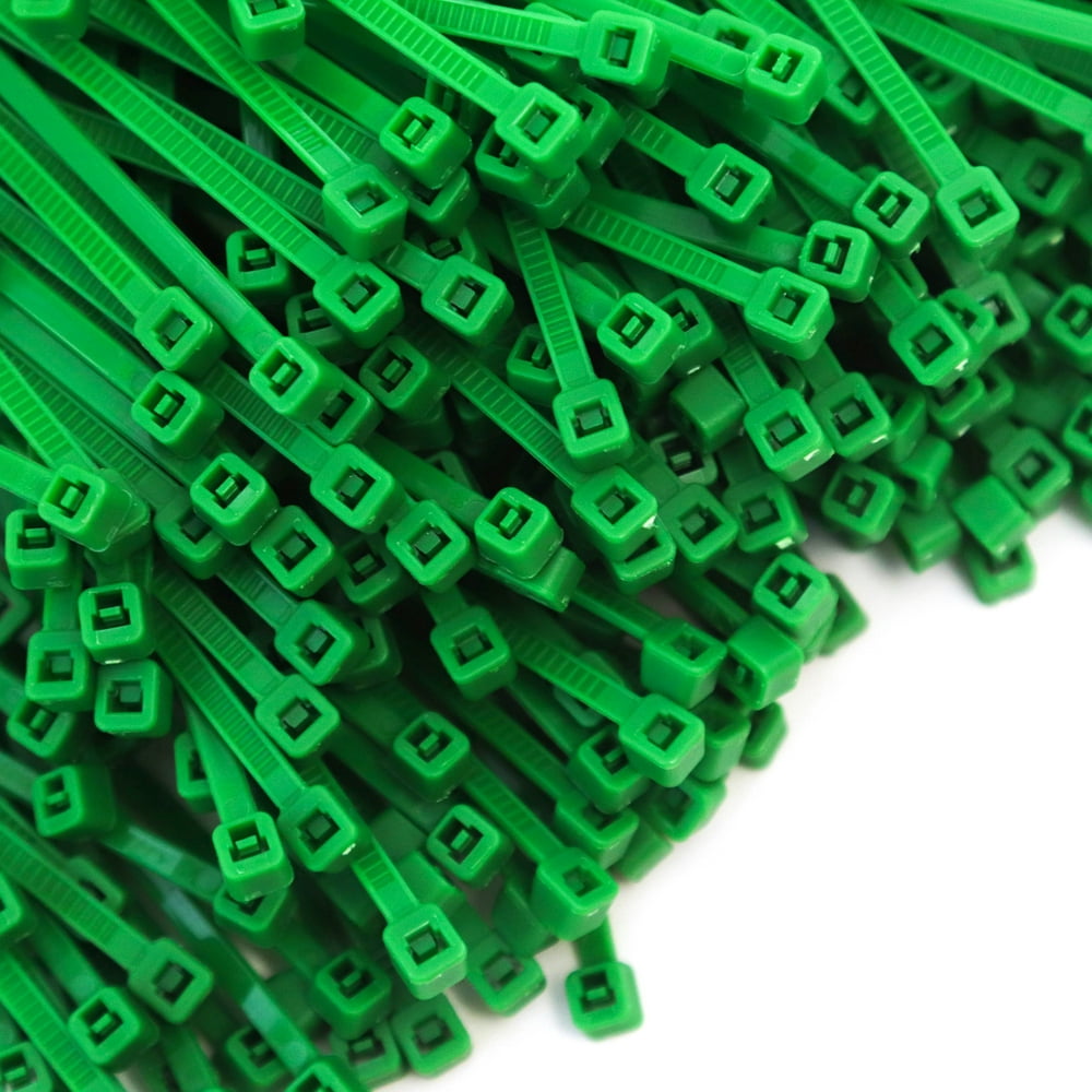 500 Heavy Duty Green 4 Inch 18 Pound Color Cable Ties Nylon Wraps Bulk