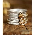 thumbnail image 3 of Womens Two Tone Electroplated Alloy Ring with Bee and Flower Design Wide Band Fashion Jewelry Insect Ring for Women Statement Ring, 3 of 5
