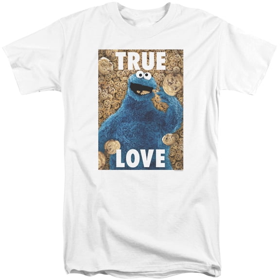 Sesame Street Beautiful Cookies S/S Adult Tall 18/1 T-Shirt White