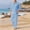 Sky Blue, variant on 2 Pacs Linen Sets Mens Cotton Linen Sweatsuits 3/4 Sleeve Pullover Blouses Button Down Collar Tops Drawstring Elastic Waist Pants Athletic Workout Jogging Running Sweatsuits 2 Pieces Sets