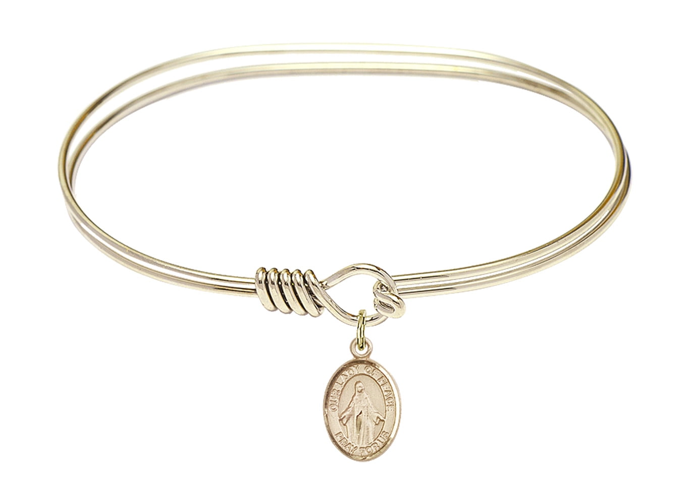 William Of Rochester Charm On A Child Sized 5 3//4 Inch Oval Eye Hook Bangle Bracelet St