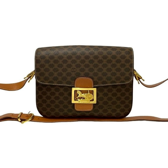 Pre-Owned CELINE Macadam Blason Triomphe Print Logo with Horse-Drawn Carriage... (Good)