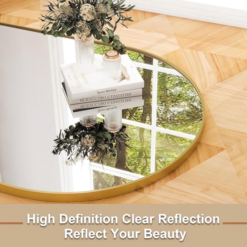 Anyrose 71.2" x 30" Wall Mirror with Aluminum Alloy Frame Arched Full Length Mirror, Gold