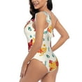 thumbnail image 4 of Gukieu Flower Chicken Print One-shoulder Ruffled One-piece Swimsuit with Removable Chest Pads and Tummy-control Swimsuit for Women-Medium, 4 of 6