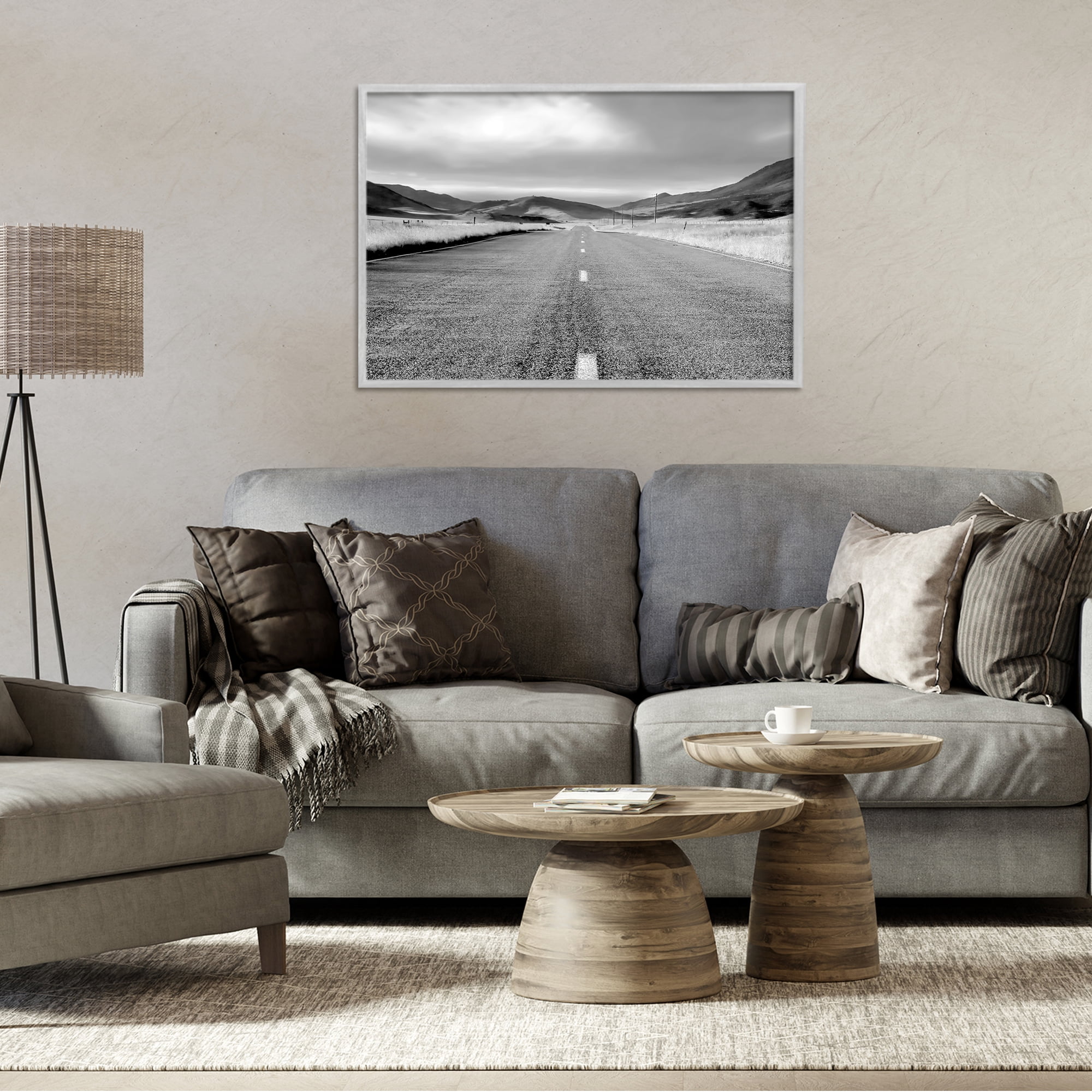 Stupell Industries Open Road Through Rolling Hills Gray Framed Giclee Art, design by Steve Toole