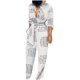 thumbnail image 2 of ICHUANYI Liquidación Pantalones de pierna ancha a la moda para mujer Mono de manga larga de color estampado con cinturón ICHUANYI WER202308244560, 2 of 9