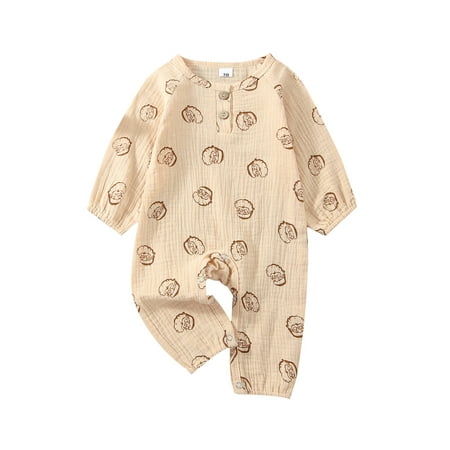 

Toddler Baby Rompers Christmas Santa Printed Casual Round Neck Long Sleeve Jumpsuit for Newborn Girl Boy