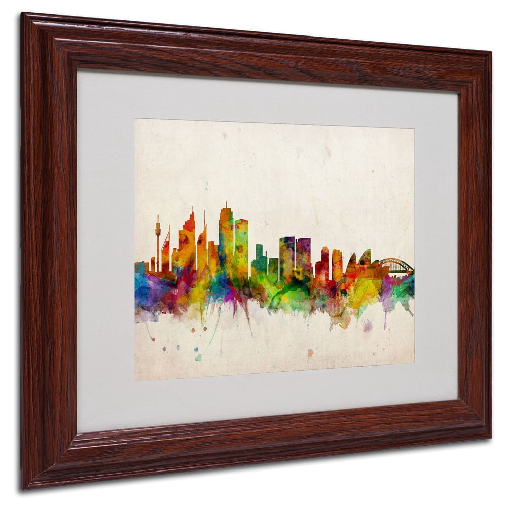 Michael Tompsett 'Sydney Skyline' Matted Framed Art - 16x20 Inches - Wood Frame (MT0190-W1620MF)