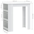 thumbnail image 4 of vidaXL Bar Table with Storage Rack High Gloss White 102x50x103.5 cm, 4 of 4