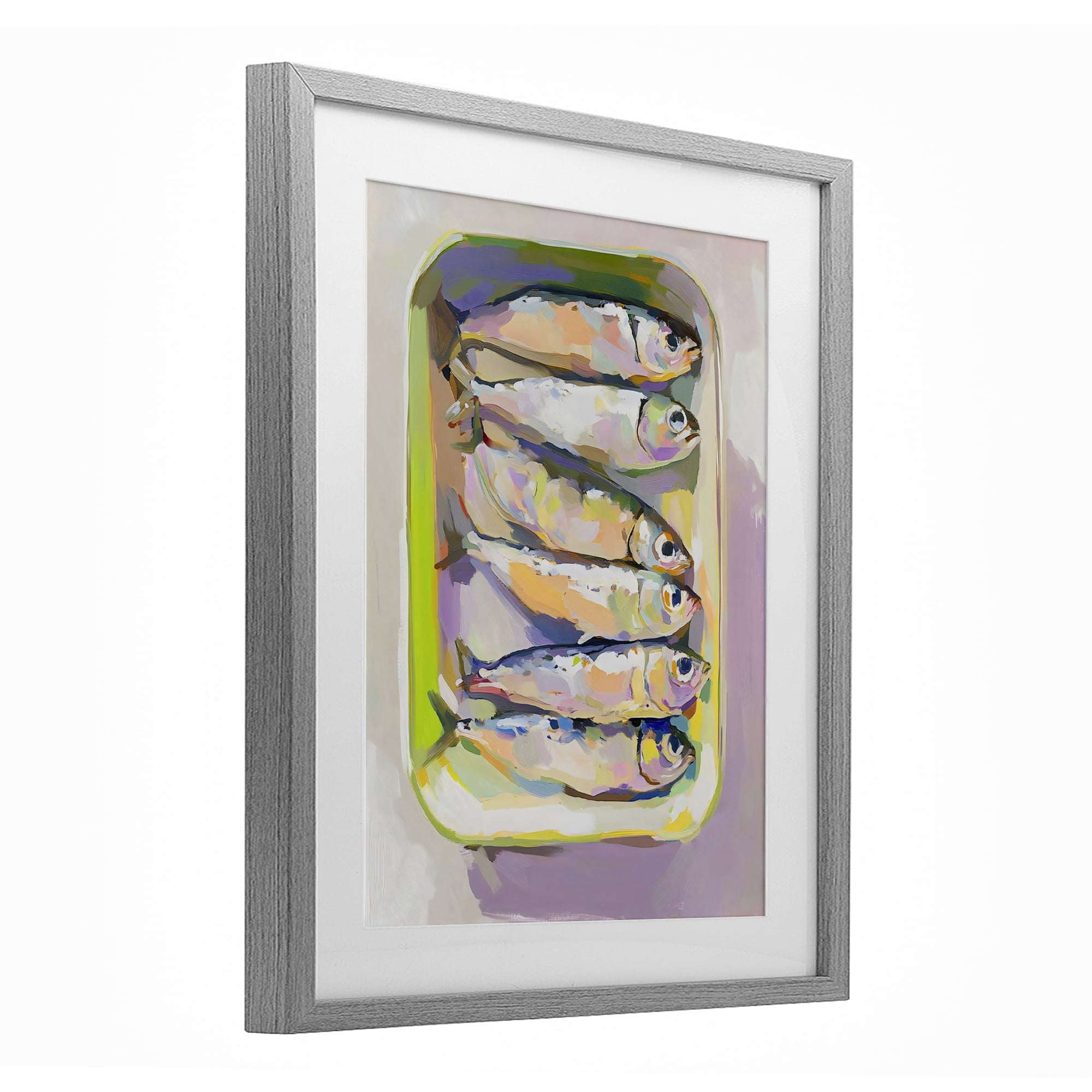 Stupell Industries Vibrant Hued Sardines Gray Framed Print Under Glass, design by The Prints Vibe