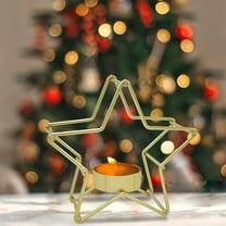 Christmas Iron Star-Shaped Candlestick - Festive Party Table Decoration, Durable Metal Candle Holder, Elegant Home Holiday Gift, Sparkling Star Design Xmas Tabletop Ornament, Gold
